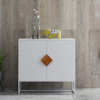 2-Door Sideboard Cabinet with Square Handles – MDF and Iron Frame