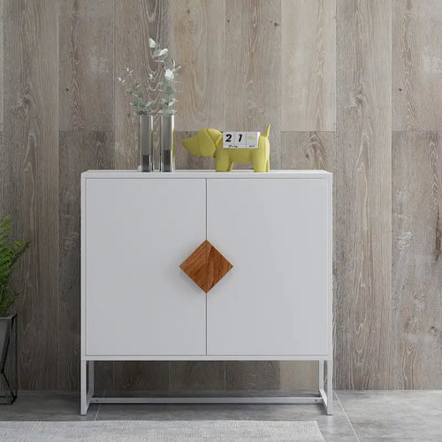 2-Door Sideboard Cabinet with Square Handles – MDF and Iron Frame