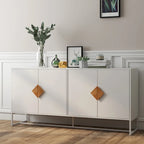 2-Door Sideboard Cabinet with Square Handles – MDF and Iron Frame