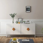 2-Door Sideboard Cabinet with Square Handles – MDF and Iron Frame