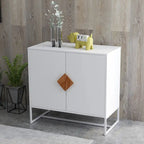 2-Door Sideboard Cabinet with Square Handles – MDF and Iron Frame
