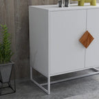 2-Door Sideboard Cabinet with Square Handles – MDF and Iron Frame