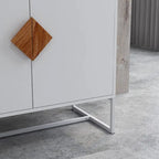 2-Door Sideboard Cabinet with Square Handles – MDF and Iron Frame