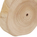 16H Wooden Stool with Live-Edge Round Top and Triangle Footrest Base, Natural Finish Perfect for Extra