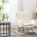 Teddy Fabric Rocking Chair with Metal Frame and Rubberwood Legs – 33"L x 26.8"W x 36.2"H