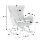Teddy Fabric Rocking Chair with Metal Frame and Rubberwood Legs – 33"L x 26.8"W x 36.2"H