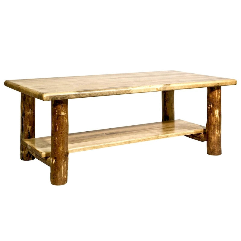 Glacier Country Collection Coffee Table with Shelf, Stained & Lacquered Finish