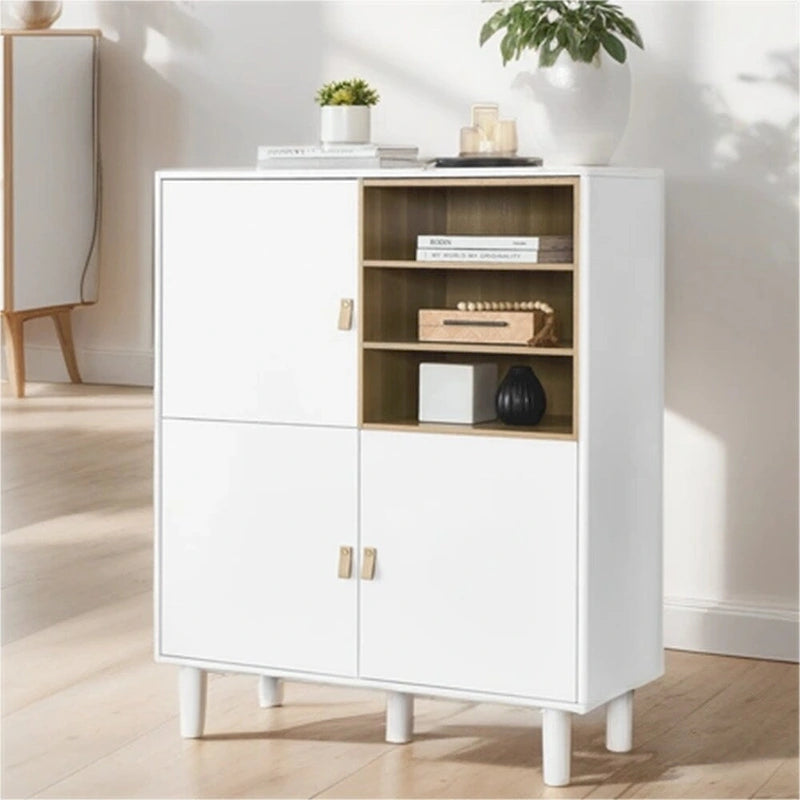 Modern Wood Sideboard Cabinet with Round Legs and Shelf