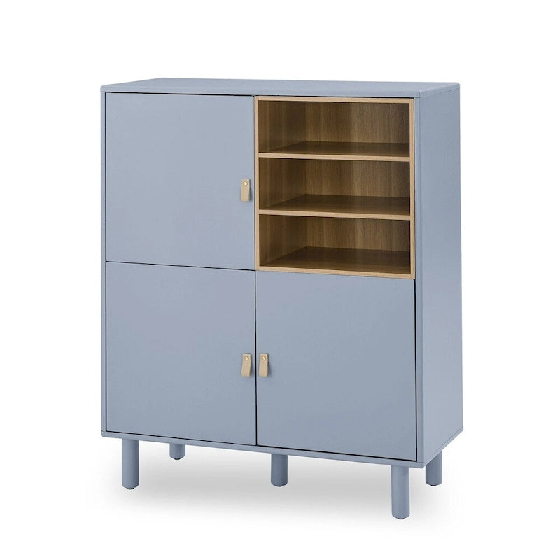Modern Wood Sideboard Cabinet with Round Legs and Shelf