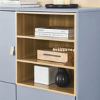 Modern Wood Sideboard Cabinet with Round Legs and Shelf