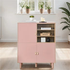 Modern Wood Sideboard Cabinet with Round Legs and Shelf