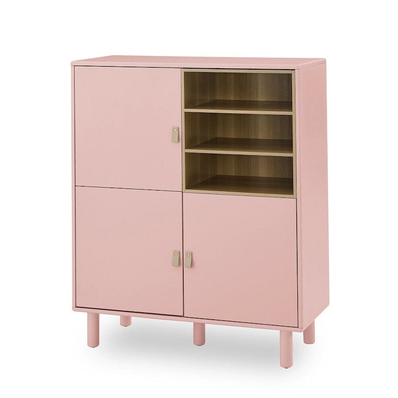 Modern Wood Sideboard Cabinet with Round Legs and Shelf