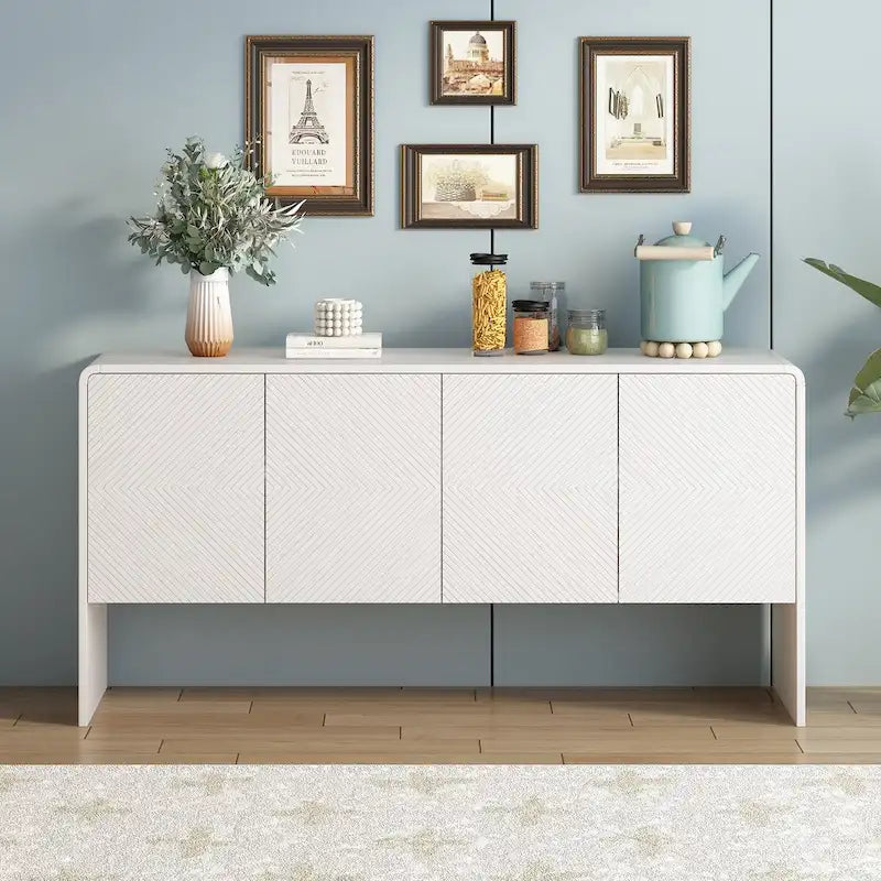 60L Large Storage Space Cabinet with 4 Doors and Rebound Device