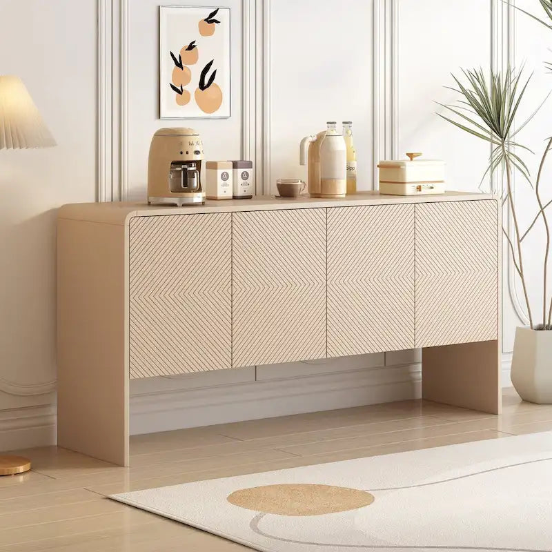 60L Large Storage Space Cabinet with 4 Doors and Rebound Device