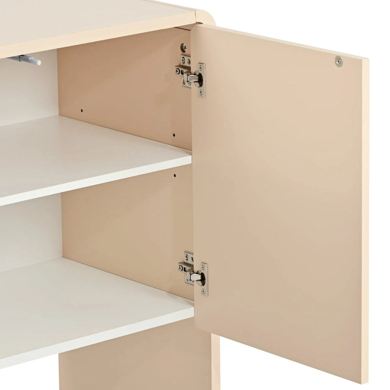 60L Large Storage Space Cabinet with 4 Doors and Rebound Device
