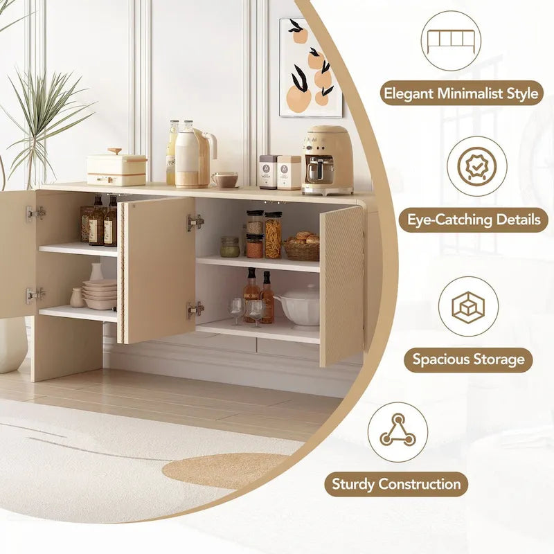 60L Large Storage Space Cabinet with 4 Doors and Rebound Device