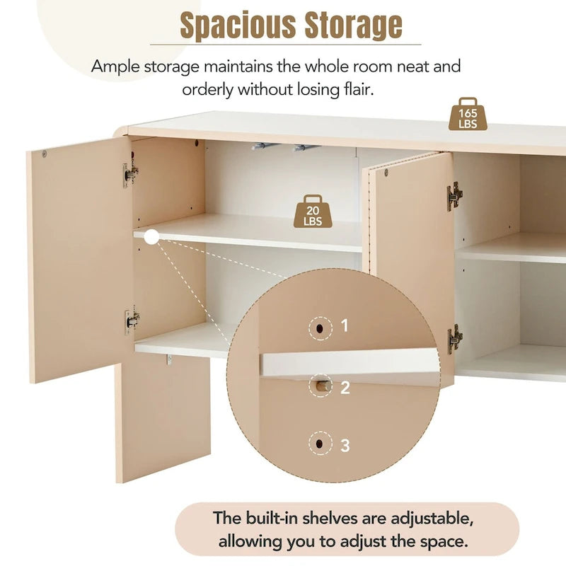 60L Large Storage Space Cabinet with 4 Doors and Rebound Device
