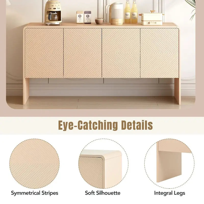 60L Large Storage Space Cabinet with 4 Doors and Rebound Device