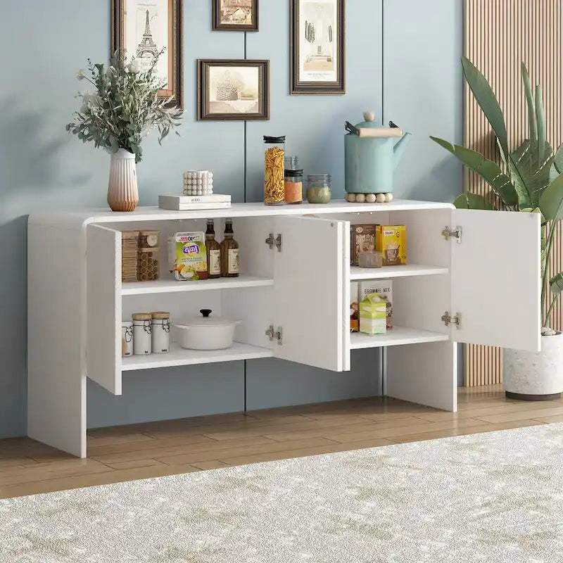 60L Large Storage Space Cabinet with 4 Doors and Rebound Device