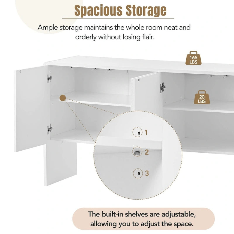 60L Large Storage Space Cabinet with 4 Doors and Rebound Device