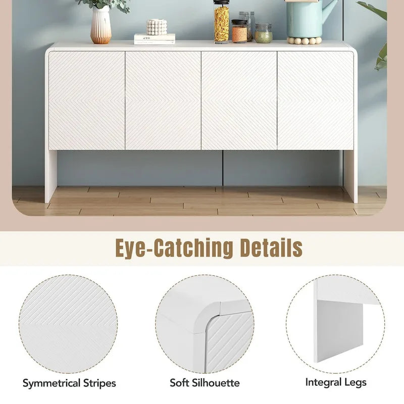 60L Large Storage Space Cabinet with 4 Doors and Rebound Device