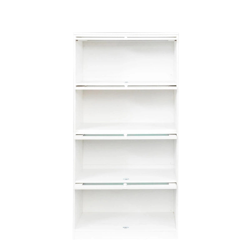 Storage Cabinet with Flip-Up Clear Glass Doors – Walnut Brown / White