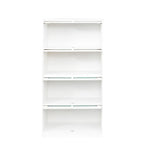 Storage Cabinet with Flip-Up Clear Glass Doors – Walnut Brown / White