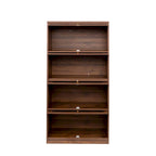 Storage Cabinet with Flip-Up Clear Glass Doors – Walnut Brown / White