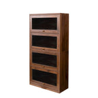 Storage Cabinet with Flip-Up Clear Glass Doors – Walnut Brown / White