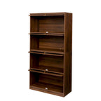 Storage Cabinet with Flip-Up Clear Glass Doors – Walnut Brown / White