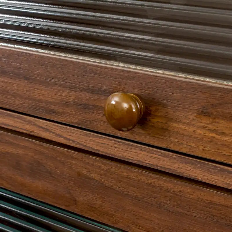 Storage Cabinet with Flip-Up Clear Glass Doors – Walnut Brown / White