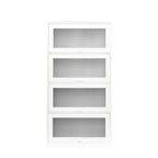 Storage Cabinet with Flip-Up Clear Glass Doors – Walnut Brown / White