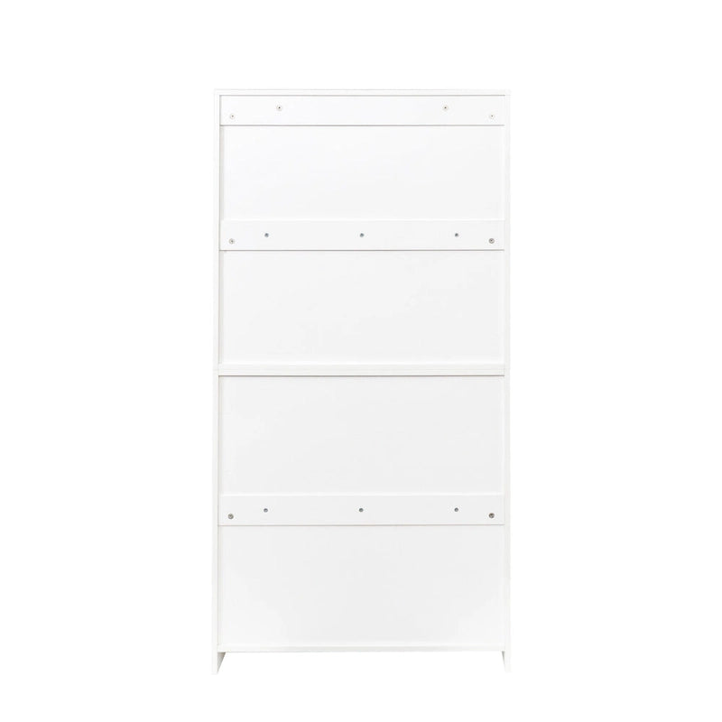 Storage Cabinet with Flip-Up Clear Glass Doors – Walnut Brown / White