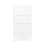 Storage Cabinet with Flip-Up Clear Glass Doors – Walnut Brown / White