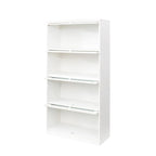 Storage Cabinet with Flip-Up Clear Glass Doors – Walnut Brown / White