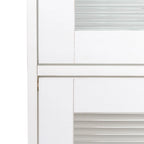 Storage Cabinet with Flip-Up Clear Glass Doors – Walnut Brown / White