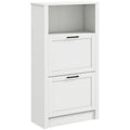 Shoe Storage Cabinet with Open Shelf and 2 Flip Drawers – 22.75"W x 9.5"D x 41.25"H