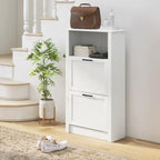 Shoe Storage Cabinet with Open Shelf and 2 Flip Drawers – 22.75"W x 9.5"D x 41.25"H