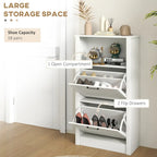 Shoe Storage Cabinet with Open Shelf and 2 Flip Drawers – 22.75"W x 9.5"D x 41.25"H