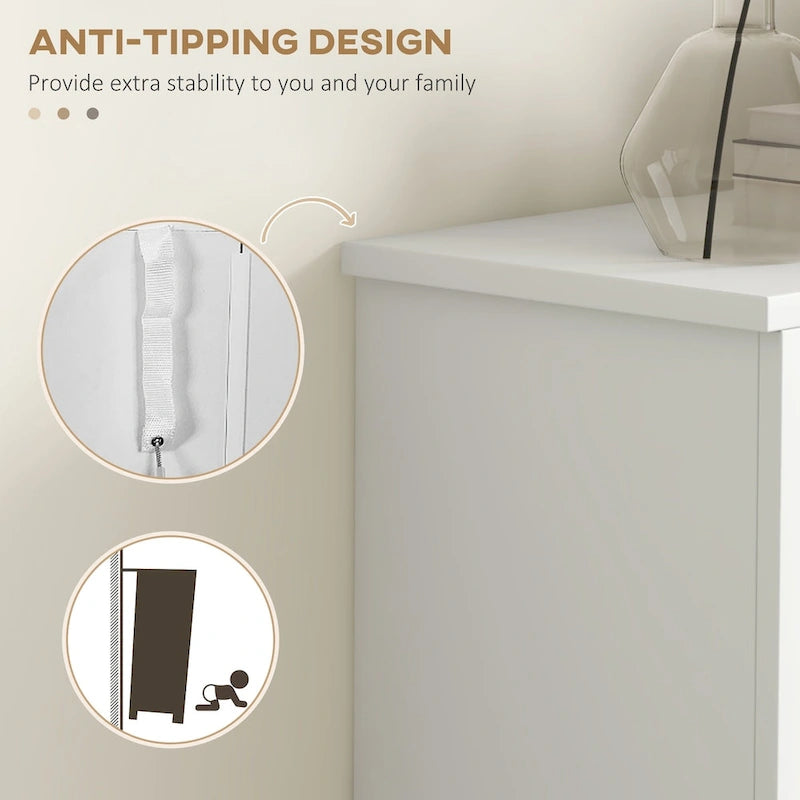 Shoe Storage Cabinet with Open Shelf and 2 Flip Drawers – 22.75"W x 9.5"D x 41.25"H