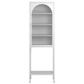 5-Tier Metal Storage Cabinet with Tempered Glass Doors and Adjustable Shelves