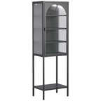5-Tier Metal Storage Cabinet with Tempered Glass Doors and Adjustable Shelves