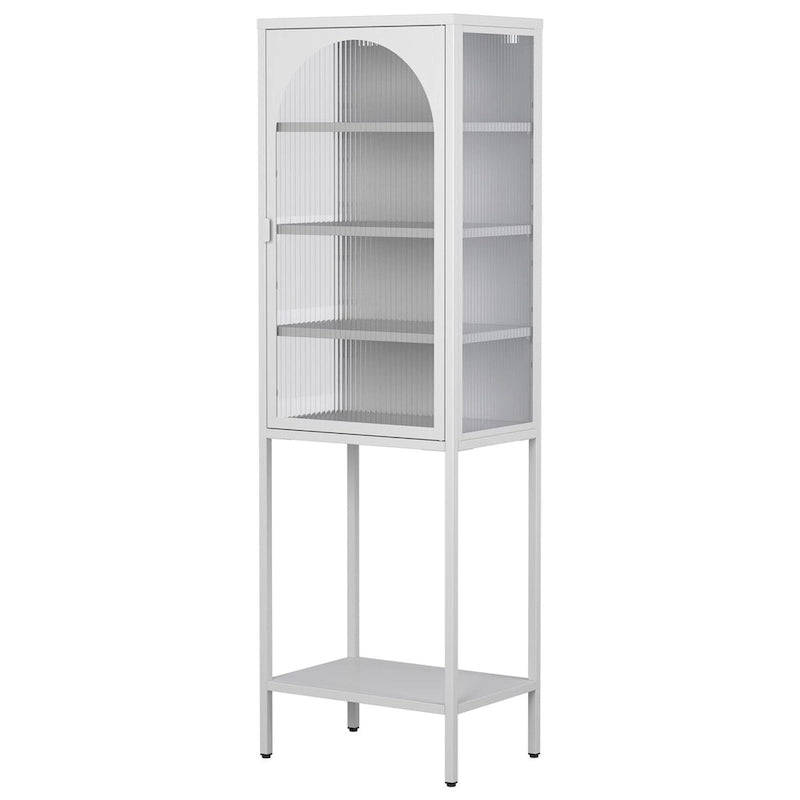 5-Tier Metal Storage Cabinet with Tempered Glass Doors and Adjustable Shelves