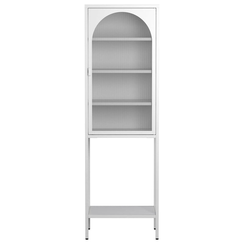 5-Tier Metal Storage Cabinet with Tempered Glass Doors and Adjustable Shelves