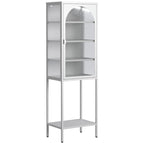 5-Tier Metal Storage Cabinet with Tempered Glass Doors and Adjustable Shelves