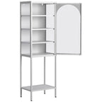 5-Tier Metal Storage Cabinet with Tempered Glass Doors and Adjustable Shelves