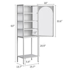 5-Tier Metal Storage Cabinet with Tempered Glass Doors and Adjustable Shelves