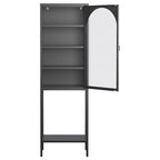 5-Tier Metal Storage Cabinet with Tempered Glass Doors and Adjustable Shelves