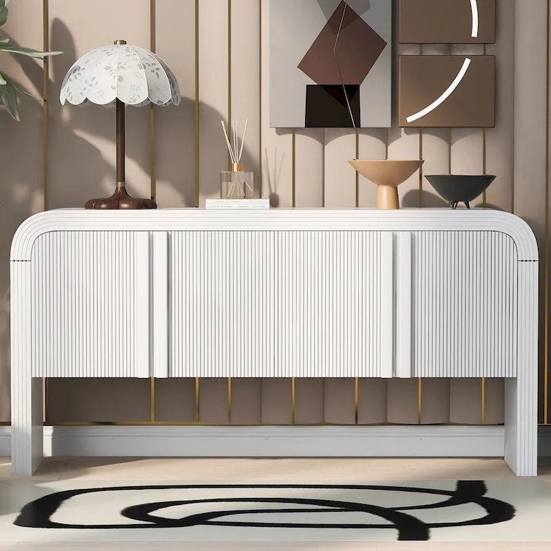 Striped Storage Cabinet with 4 Doors