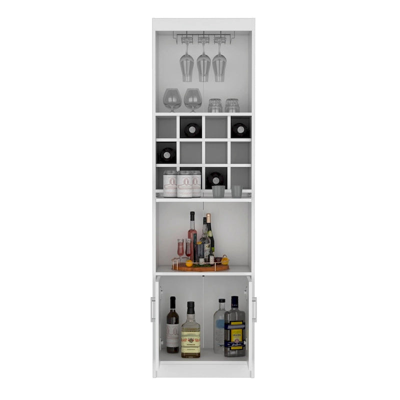 71 in. Tall Bar Cabinet with Wine Rack, Stemware Holder and 5 Shelves